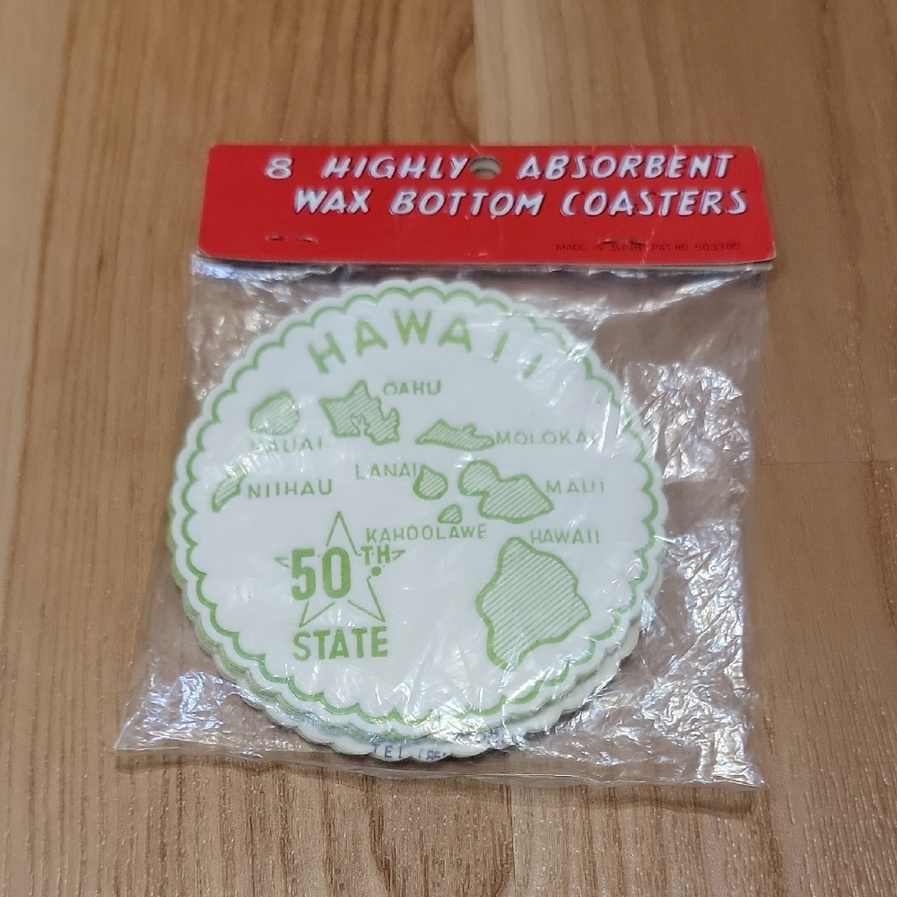 Vintage Hawaii Wax Bottom Coasters